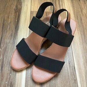 Tommy Bahama Sabrina Black Espadrille Sandals | Elastic Strap Comfort Wedges 8.5
